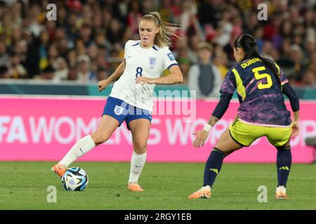 Sydney, Australien. 12. Aug. 2023. Georgia Stanway of England kontrolliert den Ball während des Finalspiels der FIFA Women's World Cup im 2023. Quartal zwischen England Women und Colombia Women am 12. August 2023 im Stadium Australia, Sydney, Australien. Foto von Peter Dovgan. Nur redaktionelle Verwendung, Lizenz für kommerzielle Verwendung erforderlich. Keine Verwendung bei Wetten, Spielen oder Veröffentlichungen von Clubs/Ligen/Spielern. Kredit: UK Sports Pics Ltd/Alamy Live News Stockfoto