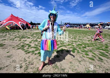 Prag, Tschechische Republik. 12. Aug. 2023. Das LGBT-Festival Prague Pride gipfelte mit einem Konzert auf der Letna-Ebene in Prag. Tschechische Republik, am 12. August 2023. Kredit: Katerina Sulova/CTK Photo/Alamy Live News Stockfoto