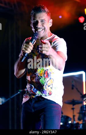 Auf dem Foto schließt Francesco Gabbani die sizilianische Tour mit dem letzten Datum in Marsala in der Provinz Trapani Credit: Independent Photo Agency Srl/Alamy Live News Stockfoto