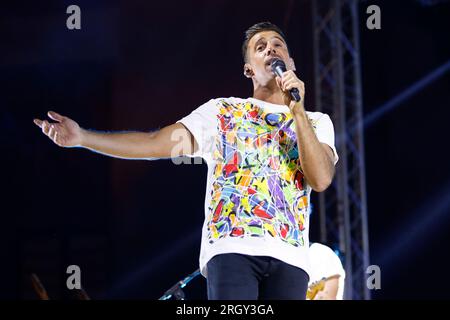 Auf dem Foto schließt Francesco Gabbani die sizilianische Tour mit dem letzten Datum in Marsala in der Provinz Trapani Credit: Independent Photo Agency Srl/Alamy Live News Stockfoto