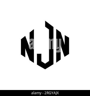 Logo mit NJN-Buchstaben und Polygonform. NJN-Polygon- und würfelförmiges Logo. Sechseckige NJN-Vektor-Logo-Vorlage in Weiß und Schwarz. NJN monogr Stock Vektor