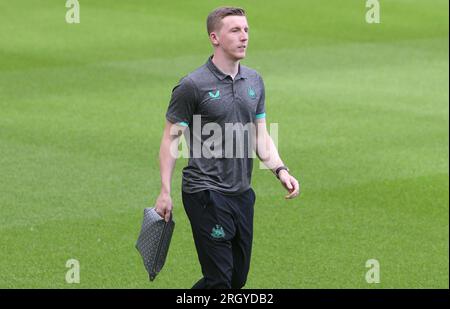 Newcastle am Samstag, den 12. August 2023. Matt Targett von Newcastle United während des Premier League-Spiels zwischen Newcastle United und Aston Villa in St. James's Park, Newcastle, Samstag, den 12. August 2023. (Foto: Michael Driver | MI News) Guthaben: MI News & Sport /Alamy Live News Stockfoto