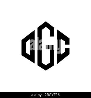 Logo mit OGC-Buchstaben und Polygonform. OGC-Polygon- und würfelförmiges Logo. OGC-Vorlage mit sechseckigem Vektorlogo in Weiß und Schwarz. OGC-Monogr Stock Vektor