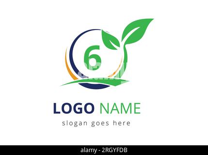 6 Landwirtschaftslogo. Logo für landwirtschaftliche Betriebe, das auf dem Alphabet für die Unternehmensidentität von Bäckereien, Brot, Kuchen und Heimindustrien basiert. Logo für Landwirtschaft und Landwirtschaft Stock Vektor