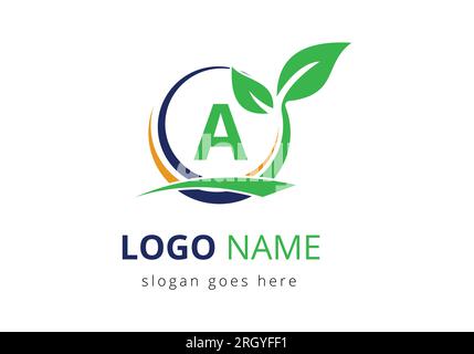 Buchstabe A Landwirtschaftslogo. Logo für landwirtschaftliche Betriebe, das auf dem Alphabet für die Unternehmensidentität von Bäckereien, Brot, Kuchen und Heimindustrien basiert. Logo für Landwirtschaft und Landwirtschaft Stock Vektor