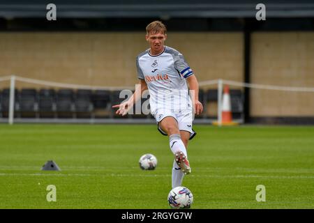 Swansea, Wales. 12. August 2023. Jack Cooper aus Swansea City während des Spiels der Professional Development League unter 18 Jahren zwischen Swansea City und Peterborough United an der Swansea City Academy in Swansea, Wales, Großbritannien, am 12. August 2023. Kredit: Duncan Thomas/Majestic Media/Alamy Live News. Stockfoto