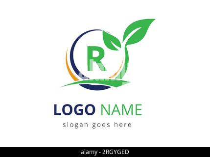 Buchstabe R Landwirtschaftslogo. Logo für landwirtschaftliche Betriebe, das auf dem Alphabet für die Unternehmensidentität von Bäckereien, Brot, Kuchen und Heimindustrien basiert. Logo für Landwirtschaft und Landwirtschaft Stock Vektor