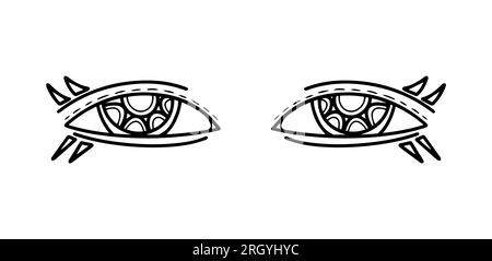 Mystische Augen. Doodle Eyes Kollektion. Handgezeichneter Cartoon. Vektordarstellung isoliert auf weißem Hintergrund. Stock Vektor