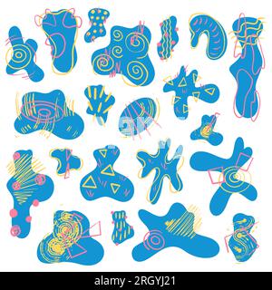 Ein großer Satz von Handzeichen hat verschiedene Formen und Kritzeleien gemalt. Abstrakte, moderne, trendige Vektorabbildungen. Stock Vektor