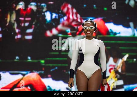 San Francisco, USA. 11. Aug. 2023. Janelle Monae während des Outside Lands Music Festivals am 11. August 2023 in San Francsico, Kalifornien (Foto: Daniel DeSlover/Sipa USA) Guthaben: SIPA USA/Alamy Live News Stockfoto