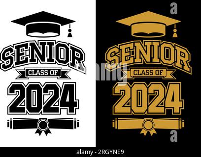 Beschriftung Klasse 2023 für Begrüßung, Einladungskarte. Text für Abschlussdesign, Glückwunschveranstaltung, T-Shirt, Party, Abitur oder College-Abschluss Stock Vektor