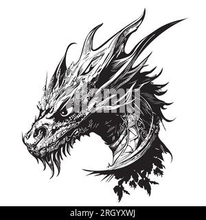 Dragon mystische Logo-Skizze, gezeichnet in Doodle-Style-Vektor Stock Vektor