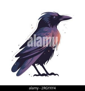 Krähenbild. Süße Krähe isoliert auf weißem Hintergrund. Abbildung einer Krähe. Vektordarstellung. Stock Vektor