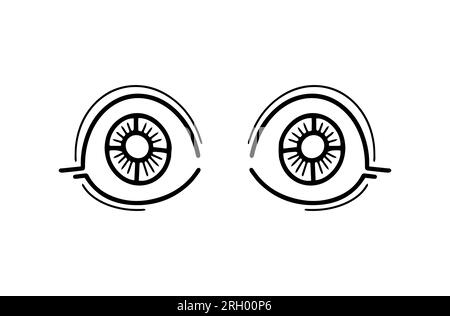 Mystische Augen. Doodle Eyes Kollektion. Handgezeichneter Cartoon. Vektordarstellung isoliert auf weißem Hintergrund. Stock Vektor