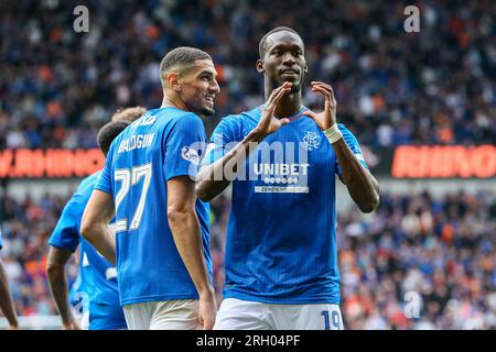 Glasgow, Großbritannien. 12. Aug. 2023. In ihrem ersten schottischen Premiership-Heimspiel der Saison spielten die Rangers Livingston im Ibrox-Stadion in Glasgow, Schottland, UK. Kredit: Findlay/Alamy Live News Stockfoto