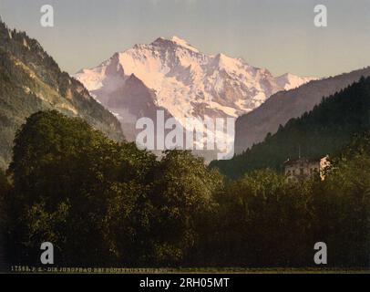 Jungfrau bei Sonnenuntergang, Berner Alpen, Bern, Schweiz 1890. Stockfoto