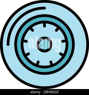 Umrissvektor des Aluminiumradsymbols. Autoreifen. Chromstahl, flach Stock Vektor