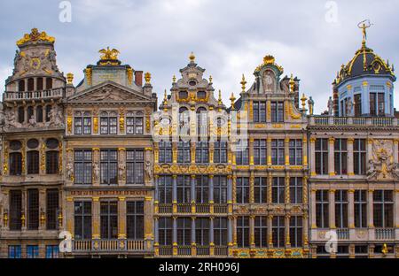 Barocke Fassaden des Grand Place in Brüssel in Belgien Stockfoto