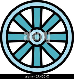 Umrissvektor des Auto-Aluminium-Radsymbols. Felgenreifen. Chrom-jdm-Farbanpassung Stock Vektor