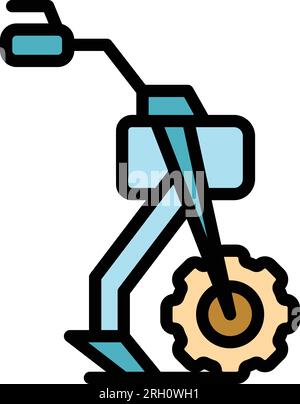 Grubber, Maschinen, Symbolkontur, Vektor. Landmaschine. Traktor Landwirtschaftsfarbe flach Stock Vektor