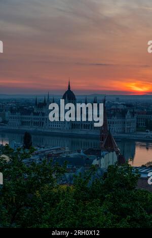 Budapester Stadtbild bei Sonnenuntergang Stockfoto