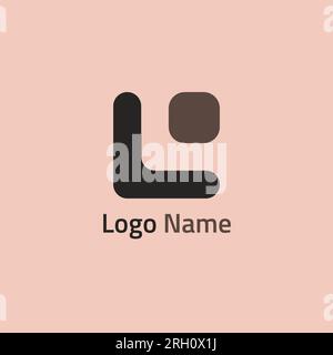 Das Logo ist ein kleines Quadrat und ein abgeschnittenes Quadrat, das Buchstaben bildet. Stock Vektor