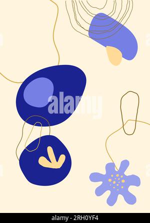 Geometrische Doodle-Formen. Abstrakter Hintergrund. Handgezeichnete Elemente im Kritzelstil. Vertikales Banner. Highlights sozialer Medien. Minimale organische Formen. Dez Stock Vektor