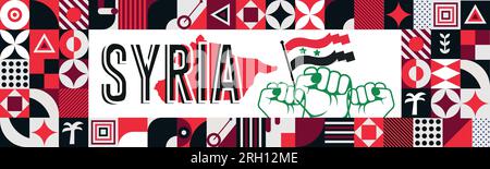 SIERRA LEONE Karte und erhobene Fäuste. Nationalfeiertag oder Unabhängigkeitstag für Feiern in SIERRA LEONE. Modernes Retro-Design mit abstrakten Ikonen. Stock Vektor