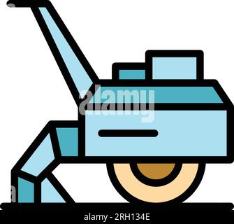 Umrissvektor des Symbols für Rasenmaschinen. Landmaschine. Die Deichsel ist flach gefärbt Stock Vektor