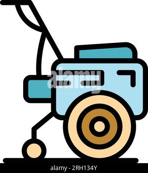 Umrissvektor des Kultivator-Symbols kombinieren. Landmaschine. Landmaschinen sind flach Stock Vektor