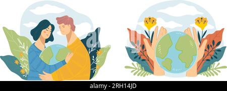 Erhaltung der Natur und Pflege des Planeten Erde Stock Vektor
