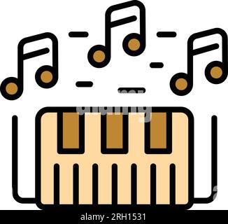 Konturvektor des Synthesizer-Symbols. DJ-Klavier. Flache Farbwiedergabe des Audioinstruments Stock Vektor