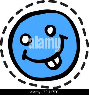 Lustige Emoji lächelndes Gesicht mit Zähne Sticker-Symbol Stock Vektor