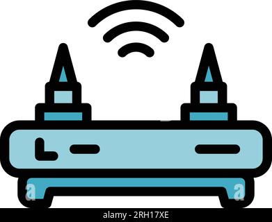 Vektor des Symbols des gesicherten WLAN-Routers. Virenschutzdaten. Farbunterdrückung für sicheres Kennwort Stock Vektor