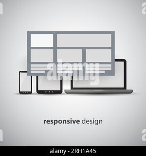Responsive Web Design-Konzept – Gleiche Website, Verschiedene Größen Stock Vektor