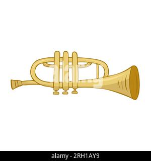 Symbol für eine Trompete. Ein Blasinstrument. Symbol für Druck und Digital. Ein handgezeichnetes Symbol der Trompete. Vektor Stock Vektor