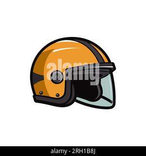 Motorradhelm. Flaches Cartoon-Design auf weißem Hintergrund. Vektordarstellung Stock Vektor