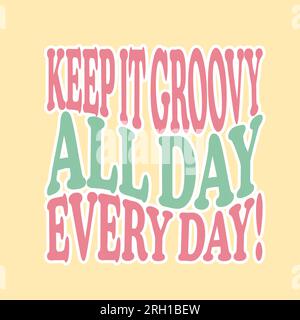 Groovy T-Shirt Poster Schriftzug, Hippie, Joy. Vektordarstellung Stock Vektor