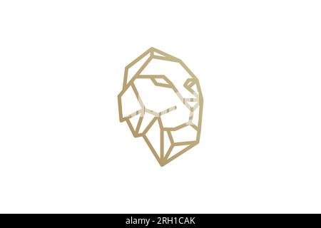 Lion Stone Logo-Design. Der Löwe der modernen Kunst sieht aus wie ein Stein. vektordarstellung Stock Vektor