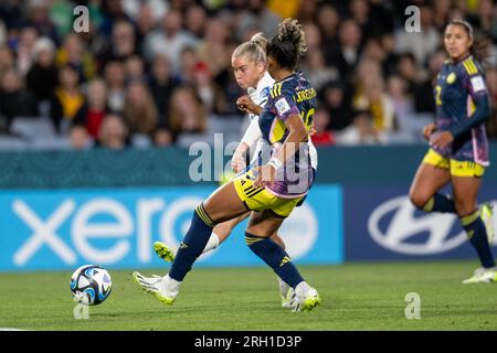 Melbourne, Australien. 13. Aug. 2023. Alessia Russo aus England schießt am 12. August 2023 beim FIFA Women's World Cup 2023 zwischen England Women und Colombia Women im Melbourne Rectangular Stadium, Melbourne, Australien, in das zweite Tor der Engländer. Foto von Richard Nicholson. Nur redaktionelle Verwendung, Lizenz für kommerzielle Verwendung erforderlich. Keine Verwendung bei Wetten, Spielen oder Veröffentlichungen von Clubs/Ligen/Spielern. Kredit: UK Sports Pics Ltd/Alamy Live News Stockfoto