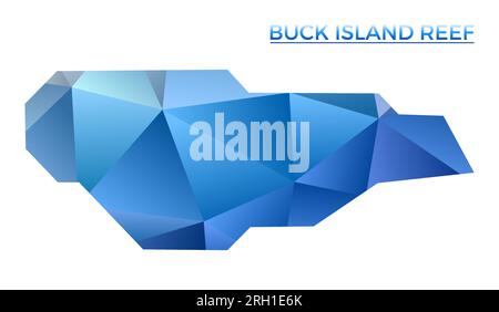 Polygonale Vektorkarte des Buck Island Reef. Lebendige geometrische Insel mit niedrigem Poly-Stil. Fantastische Illustration für Ihre Infografiken. Technologie, Internet, n Stock Vektor