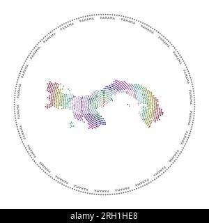 Logo „Panama rund“. Panamas digitale Form in gepunktetem Kreis mit Ländernamen. Technisches Symbol des Landes mit abgestuften Punkten. Saubere Vektorbeleuchtung Stock Vektor