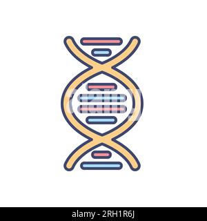 Symbol für DNA-bezogene Vektorlinie. Lineares DNA-Helix-Symbol. Desoxyribonucleinstruktur, Nukleinsäurestruktur. Chromosom. Molekularbiologie. Genetischer Code. Isoliert o Stock Vektor