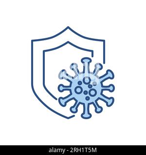 Vektorsymbol für Coronavirus-Schutz. Shield schützt vor Coronavirus. Coronavirus-Schutzschild. Isoliert auf weißem Hintergrund. Editierbar V Stock Vektor