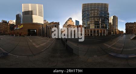 360 Grad Panorama Ansicht von 360° Panorama, Museum of Sydney Modern Museum am Standort des ersten australischen Regierungshauses, das die Vielfalt der Stadt feiert.