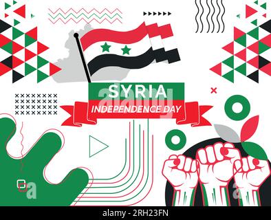 SIERRA LEONE Karte und erhobene Fäuste. Nationalfeiertag oder Unabhängigkeitstag für Feiern in SIERRA LEONE. Modernes Retro-Design mit abstrakten Ikonen. Stock Vektor