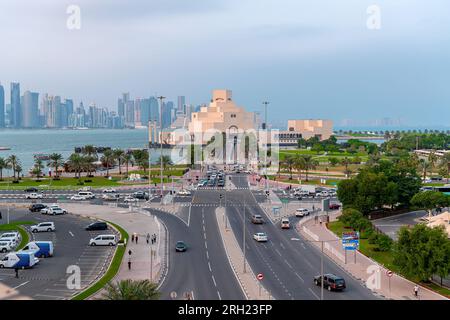 Das Museum für islamische Kunst Doha-Katar aus der Vogelperspektive Stockfoto