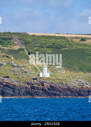 Tater-du Lighthouse, Cornwalls neueste Lighthouse, Nr. Penzance, Cornwall, England, UK, GB. Stockfoto