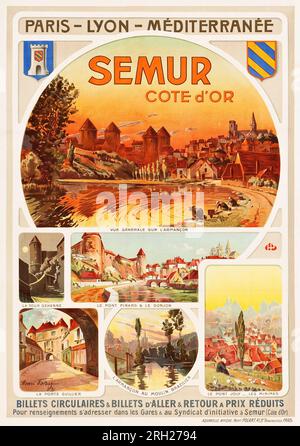 PLM-Poster – Semur Cote d'Or – Semur-en-Auxois, Frankreich (c 1900). Reiseposter – Kunstwerke Von Henri Polart Stockfoto