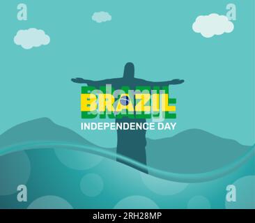 Brasilien Unabhängigkeitstag Karte, September 7. Rio De Janeiro Christus, der Erlöser Vektor EPS10, Bestandsbild Stock Vektor